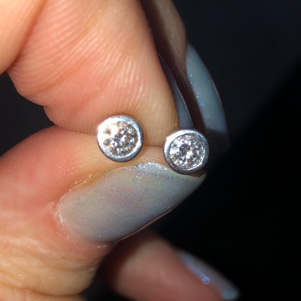 Bezel set natural diamond stud earrings